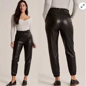 Abercrombie & Fitch Faux Leather Elastic Waistband Jogger Pants Size Medium